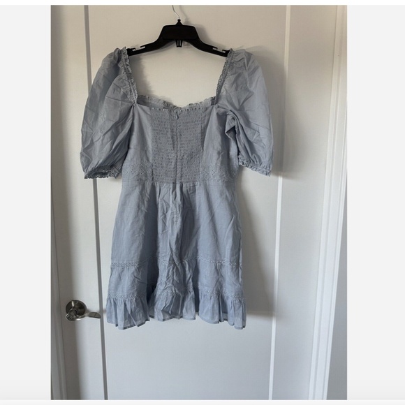 NEW Reformation Paxton Puff Sleeve Lace Embroidered Mini Dress Size 12 - Picture 5 of 13